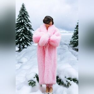 Luxe Fluffy Pink Tulle Maxi Coat